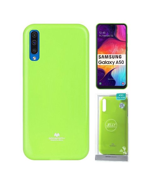 CUSTODIA per SAMSUNG GALAXY A50 (SM-A505), A30s (SM-A307), A50s (SM-A507) IN GEL TPU VERDE LUCIDO CON GLITTER ALTA QUALITA' MERC