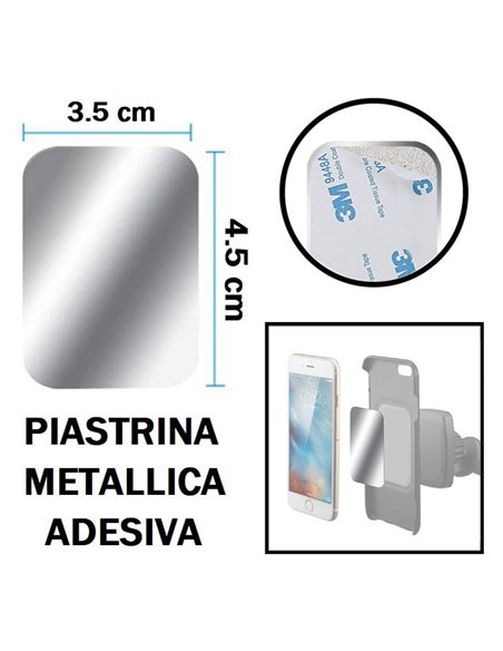 PLACCA METALLICA ADESIVA UNIVERSALE RETTANGOLARE DIMENSIONI 4,5 CM x 3,5 CM COLORE GRIGIO