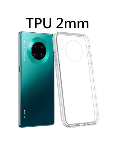 CUSTODIA per HUAWEI MATE 30, MATE 30 (5G) IN GEL TPU SILICONE 2mm TRASPARENTE CON CORNICE BIANCO OPACO