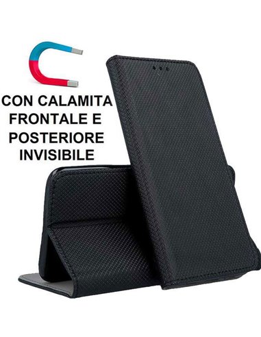 CUSTODIA per XIAOMI REDMI 8A - FLIP ORIZZONTALE con CHIUSURA MAGNETICA INVISIBILE ED INTERNO IN TPU NERO