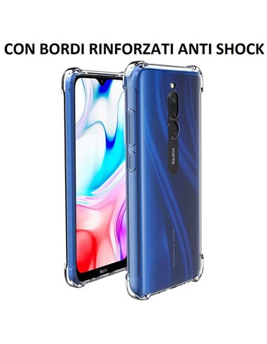 CUSTODIA per XIAOMI REDMI 8, REDMI 8A PRO - IN GEL TPU SILICONE TRASPARENTE SLIM 0,5mm CON BORDI RINFORZATI ANTI SHOCK