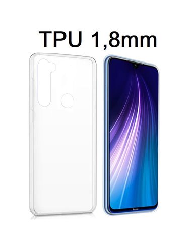 CUSTODIA per XIAOMI REDMI NOTE 8, NOTE 8 (2021) - IN GEL TPU SILICONE 1,8mm TRASPARENTE