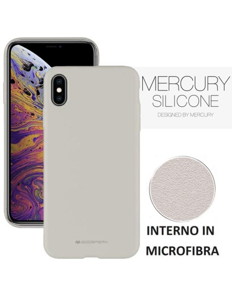 CUSTODIA per APPLE IPHONE XS MAX (6.5') IN SILICONE SOFT TOUCH CON INTERNO IN MICROFIBRA GRIGIO ALTA QUALITA' MERCURY