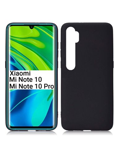 CUSTODIA per XIAOMI MI NOTE 10, MI NOTE 10 PRO, MI CC9 PRO IN GEL TPU SILICONE SLIM COLORE NERO SATINATO