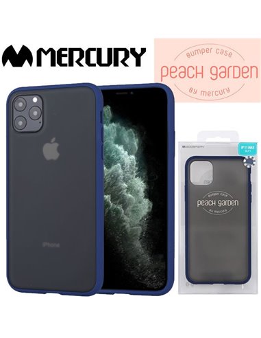 CUSTODIA per APPLE IPHONE 11 PRO MAX - CORNICE IN TPU BLU E PARTE POSTERIORE POLICARBONATO NERO-TRASPARENTE MERCURY