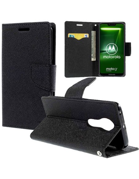 CUSTODIA per MOTOROLA MOTO G7 POWER (XT1955) - FLIP ORIZZONTALE CON INTERNO IN TPU, STAND E CHIUSURA MAGNETICA COLORE NERO