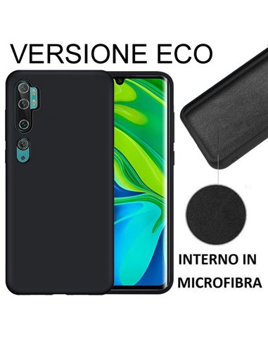 CUSTODIA per XIAOMI MI NOTE 10, MI CC9 PRO - IN SILICONE CON EFFETTO SOFT TOUCH ED INTERNO IN MICROFIBRA NERO VERSIONE ECONOMICA