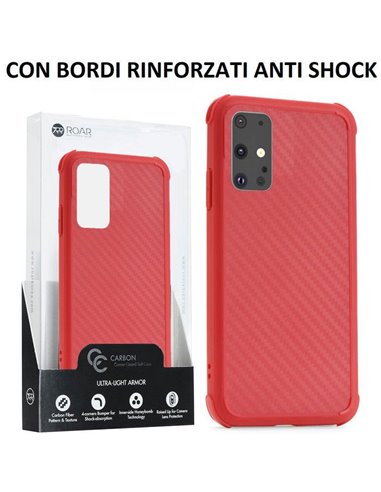 CUSTODIA per SAMSUNG GALAXY S20 PLUS (G985/G986) - IN TPU ROSSO EFFETTO CARBONIO CON BORDI RINFORZATI ANTI SHOCK ROAR