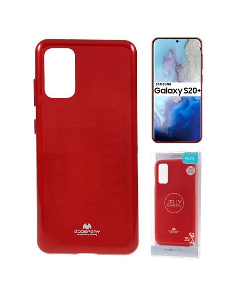 CUSTODIA per SAMSUNG GALAXY S20 PLUS (G985/G986) IN GEL TPU SILICONE ROSSO LUCIDO CON GLITTER ALTA QUALITA' MERCURY BLISTER