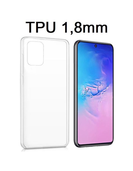 CUSTODIA per SAMSUNG GALAXY S10 LITE (SM-G770), A91 - IN GEL TPU SILICONE 1,8mm TRASPARENTE