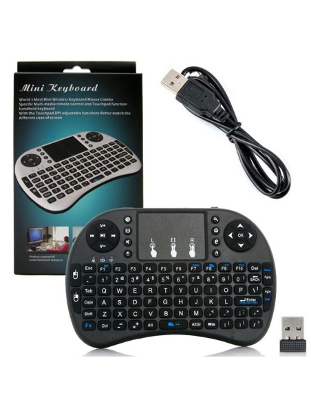 ULTRA MINI TASTIERA WIRELESS KEYBOARD QWERTY PER PC, CONSOLLE E DISPOSITIVI ANDROID MWK08 COLORE NERO BLISTER