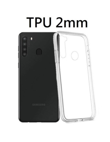 CUSTODIA per SAMSUNG GALAXY A21 (SM-A215) IN GEL TPU SILICONE 2mm TRASPARENTE CON CORNICE BIANCO OPACO