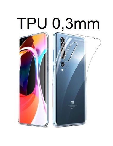 CUSTODIA per XIAOMI MI 10 (5G), MI 10 PRO (5G) - IN GEL TPU SILICONE ULTRA SLIM 0,3mm TRASPARENTE