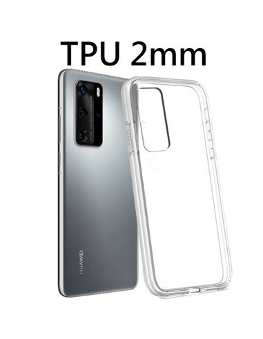 CUSTODIA per HUAWEI P40 PRO - IN GEL TPU SILICONE 2mm TRASPARENTE CON CORNICE BIANCO OPACO