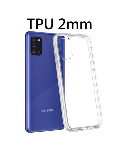 CUSTODIA per SAMSUNG GALAXY A31 (SM-A315) IN GEL TPU SILICONE 2mm TRASPARENTE CON CORNICE BIANCO OPACO