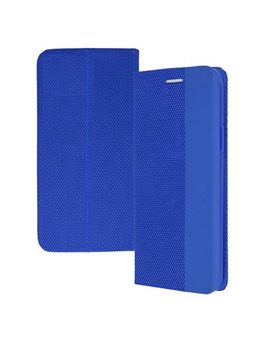 CUSTODIA per SAMSUNG GALAXY S20 ULTRA 5G (G988) - FLIP ORIZZONTALE IN TESSUTO INSERTO IN SIMILPELLE E CHIUSURA MAGNETICA BLU