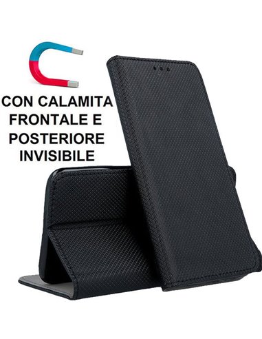 CUSTODIA per REALME 5 PRO - FLIP ORIZZONTALE CON CHIUSURA MAGNETICA INVISIBILE ED INTERNO IN TPU COLORE NERO