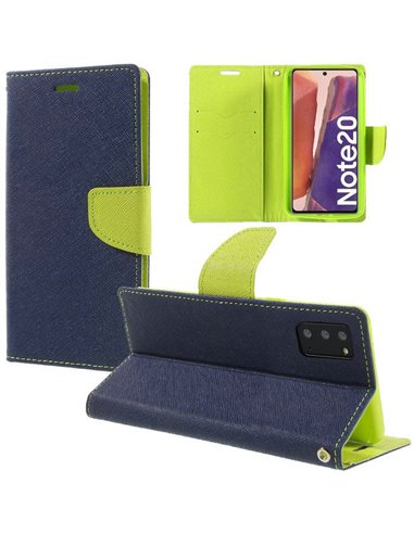 CUSTODIA per SAMSUNG GALAXY NOTE 20 (N980), NOTE 20 5G (N981) - FLIP ORIZZONTALE CON STAND, INTERNO IN TPU E PORTA CARTE COLORE 