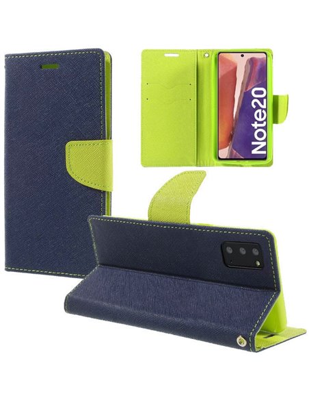 CUSTODIA per SAMSUNG GALAXY NOTE 20 (N980), NOTE 20 5G (N981) - FLIP ORIZZONTALE CON STAND, INTERNO IN TPU E PORTA CARTE COLORE 