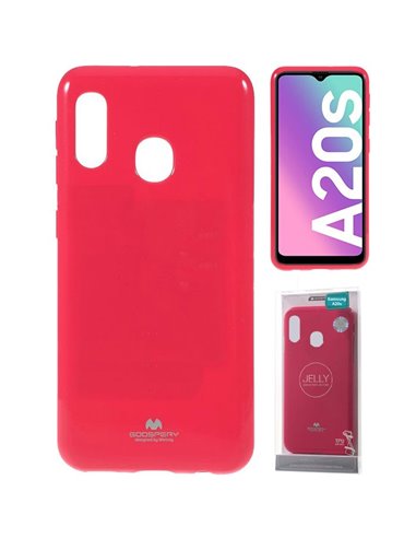 CUSTODIA per SAMSUNG GALAXY A20s (SM-A207F) IN GEL TPU SILICONE COLORE FUCSIA LUCIDO ALTA QUALITA' MERCURY BLISTER