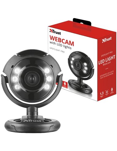 WEBCAM 1.3 MEGAPIXEL CON MICROFONO, LUCI LED PER IMMAGINI NITIDE, FISSAGGIO STAND E A CLIP, MESSA A FUOCO MANUALE NERO TRUST