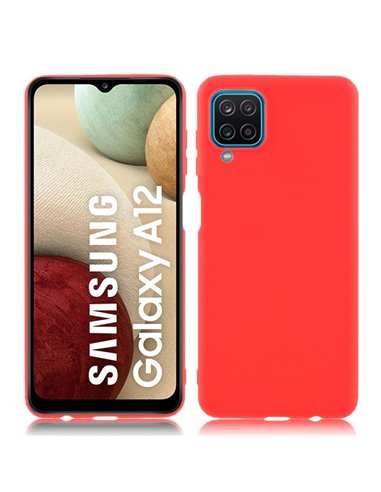 CUSTODIA per SAMSUNG GALAXY A12 (SM-A125F), GALAXY M12 (SM-M127) IN GEL TPU SILICONE SLIM COLORE ROSSO SATINATO