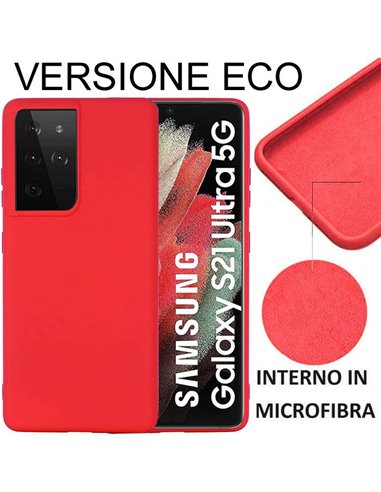 CUSTODIA per SAMSUNG GALAXY S21 ULTRA 5G (G998B) SILICONE EFFETTO SOFT TOUCH - INTERNO IN MICROFIBRA ROSSO VERSIONE ECONOMICA