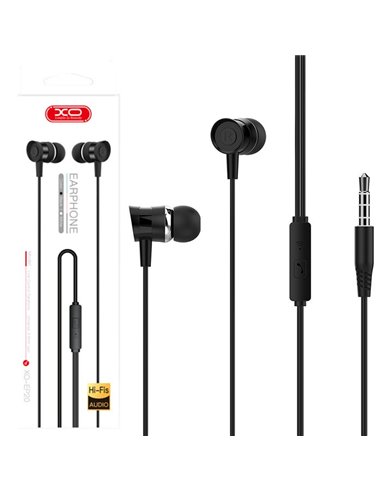 AURICOLARE STEREO con CONNETTORE JACK 3,5mm - GOMMINI, TASTO DI RISPOSTA E MICROFONO COLORE NERO XO EP20 BLISTER