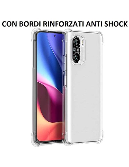 CUSTODIA per XIAOMI REDMI K40, K40 PRO, MI 11i, POCO F3, F3 PRO GEL TPU SILICONE TRASPARENTE SLIM 0,5mm BORDI RINFORZATI ANTI SH