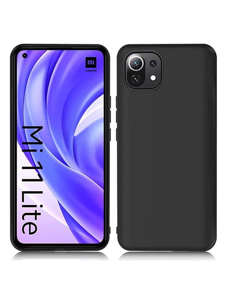 CUSTODIA per XIAOMI MI 11 LITE 5G, MI 11 LITE 4G - IN GEL TPU SILICONE SLIM COLORE NERO SATINATO