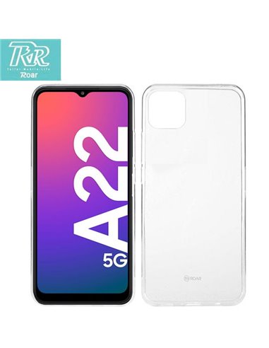 CUSTODIA per SAMSUNG GALAXY A22 5G (A226B) GEL TPU SILICONE TRASPARENTE ALTA QUALITA' ROAR COLORFUL BLISTER - ATTENZIONE..