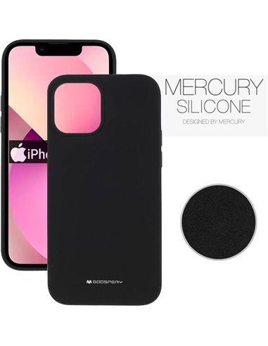 CUSTODIA per APPLE IPHONE 13 MINI (5.4') IN SILICONE CON INTERNO IN MICROFIBRA COLORE NERO ALTA QUALITA' MERCURY BLISTER