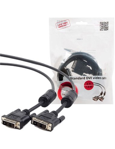 CAVO VIDEO DVI-D 18+1 MASCHIO / MASCHIO DVI-D SINGLE LINK LUNGHEZZA 1,80 Mt. CON FERRITI COLORE NERO CABLEXPERT