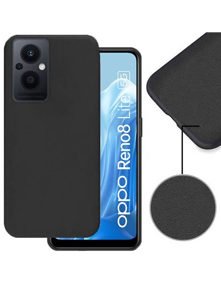 CUSTODIA per OPPO RENO 8 LITE, RENO 7 LITE, RENO 7Z - IN SILICONE EFFETTO SOFT TOUCH CON INTERNO IN MICROFIBRA NERO VERSIONE ECO