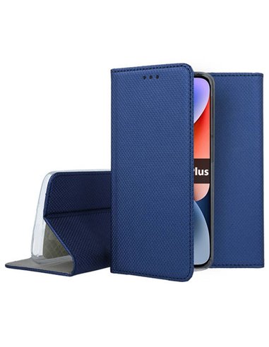 CUSTODIA per APPLE IPHONE 14 PLUS (6.7') FLIP ORIZZONTALE con CHIUSURA MAGNETICA INVISIBILE E INTERNO IN TPU COLORE BLU