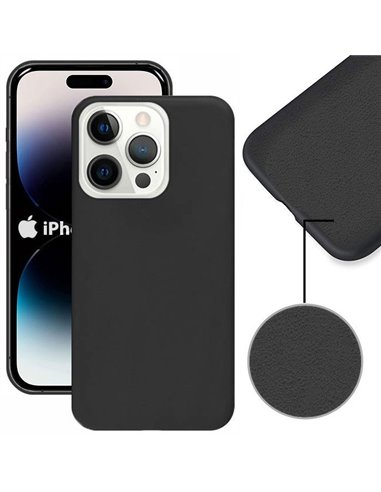 CUSTODIA per APPLE IPHONE 14 PRO (6.1') IN SILICONE CON EFFETTO SOFT TOUCH ED INTERNO IN MICROFIBRA COLORE NERO VERSIONE ECO