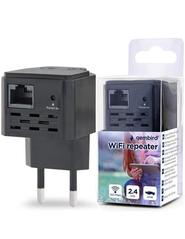 POCKET RANGE EXTENDER WIFI 300Mbps CON UNA PORTA LAN E BANDA DI FREQUENZA 2.412~2.484 GHz COLORE NERO WNP-RP300-03-BK GEMBIRD