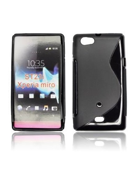 CUSTODIA GEL TPU SILICONE DOUBLE per SONY XPERIA MIRO ST23i COLORE NERO