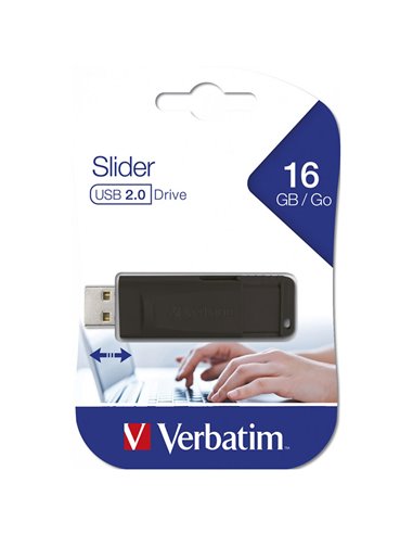 PEN DRIVE USB 2.0 STORE 'N' GO 16GB CON MECCANISMO RETRATTILE A SCORRIMENTO COLORE NERO 98696 VERBATIM