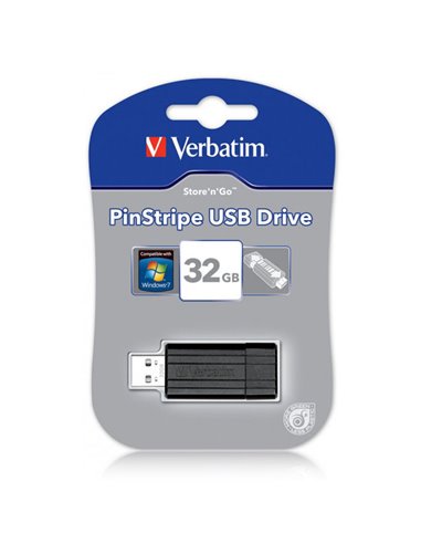 PEN DRIVE 32GB USB 2.0 DRIVE PINSTRIPE COLORE NERO 49064 VERBATIM BLISTER