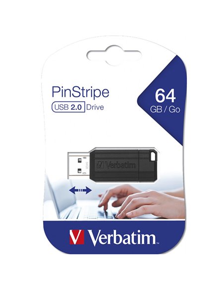 PEN DRIVE 64GB 49065 USB 2.0 CON CONNETTORE RETRATTILE E ASOLA DI AGGANCIO COLORE NERO VERBATIM