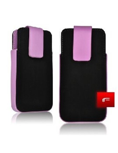 CUSTODIA RIGIDA A SACCHETTO IN TESSUTO NABUK per APPLE IPHONE 2G, 3G, 3GS, 4, 4S E MODELLI SIMILARI COLORE NERO E VIOLA