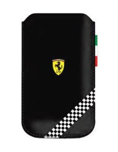 CUSTODIA A SACCHETTO IN PELLE FERRARI FEFOSLLB per SAMSUNG I9100 GALAXY S2, I9105 S2 PLUS E MODELLI SIMILARI COLORE NERO