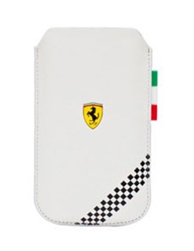 CUSTODIA A SACCHETTO IN PELLE FERRARI FEFOSLLW per SAMSUNG I9100 GALAXY S2, I9105 S2 PLUS E MODELLI SIMILARI COLORE BIANCO