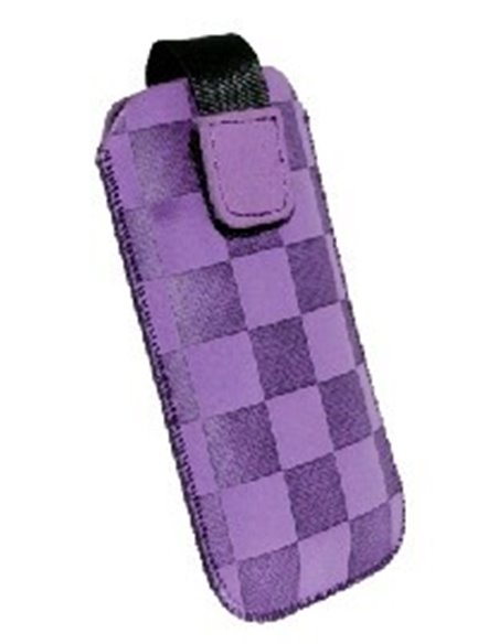 CUSTODIA A SACCHETTO IN TESSUTO ECO NABUK per APPLE IPHONE 5, 5c, 5s COLORE VIOLA FANTASIA MOTO