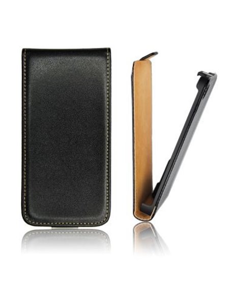 CUSTODIA VERTICALE SLIM FLIP PELLE per SONY LT26I XPERIA S COLORE NERO