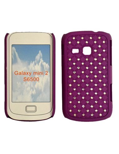 CUSTODIA RIGIDA GOMMATA CON BRILLANTINI per SAMSUNG S6500 Galaxy Mini 2 COLORE VIOLA