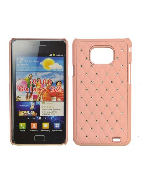 CUSTODIA RIGIDA GOMMATA CON BRILLANTINI per SAMSUNG I9100 GALAXY S II, I9105 GALAXY S II PLUS COLORE ROSA