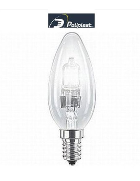 LAMPADINA ALOGENA CANDELA 28W ATTACCO PICCOLO E14 SVILUPPA 37W POLIPLAST