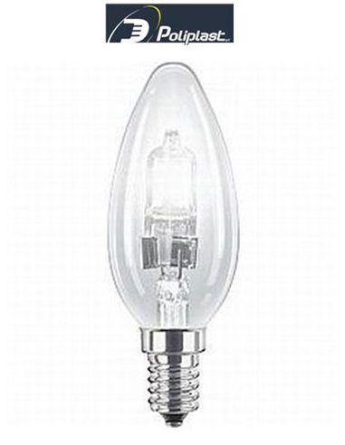 LAMPADINA ALOGENA CANDELA 42W ATTACCO PICCOLO E14 SVILUPPA 55W POLIPLAST